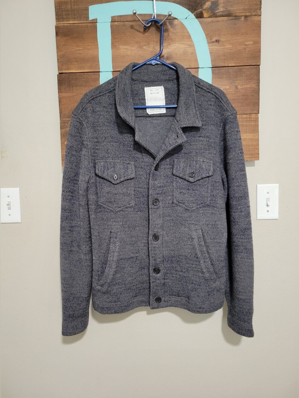Billy Reid Gray Wool Classic Two Front Pockets Overcoat Size Large
